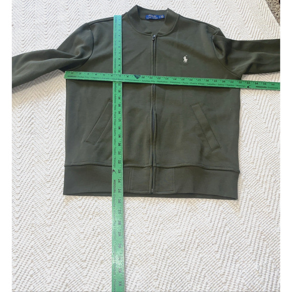 Polo Ralph Lauren Men's Double Knit Bomber Jacket Size M Olive Green Long Sleeve - Picture 4 of 6
